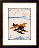 Curtiss Seaplane About to Land 額入りジクレープリント - エドワード・Shenton