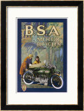 Bsa Motor-Cyclists Consult the Map Framed Giclee Print