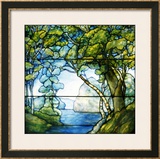 A Leaded Glass Landscape Window, 1916 Framed Giclee Print by Tiffany Studios 