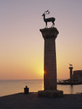Entrance to Rhodes Harbour at Dawn, Rhodes, Dodecanese Islands, Greece, Europe Photographic Print by John Miller