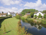 Cottages and River Arrow from the Bridge, Eardisland, Herefordshire, England, UK, Europe Photographic Print by Pearl Bucknell
