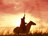 Profile of a Stockman on a Horse Against the Sunset, Queensland, Australia, Pacific Photographic Print by Mark Mawson