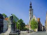 Poorters Loge and Jean Van Eyck Statue, Bruges, Belgium Photographic Print by Nigel Francis