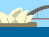 Illustration of the Harbour Bridge and Opera House, Sydney, New South Wales, Australia, Pacific Rim Photographic Print by Michael Kelly