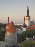 Medieval Town Walls and Spire of St. Olav's Church at Dusk, Tallinn, Estonia, Baltic States Photographic Print by Neale Clarke