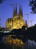 Gaudi Church Architecture, La Sagrada Familia Cathedral at Night, Barcelona, Catalunya, Spain Photographic Print by Gavin Hellier