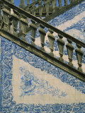 Detail of External Staircase Decorated with Azulejos (Tiles), Algarve, Portugal Photographic Print by Nedra Westwater