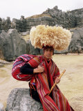 Portrait of a Young Peruvian Man in Traditional Dress, Cuzco, Peru Photographic Print by Gavin Hellier