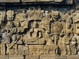 Relief Carvings on Frieze on Outside Wall of the Buddhist Temple, Borobodur, Java, Indonesia Photographic Print by Robert Harding