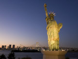 Tokyo Tower and the Replica Statue of Liberty Illuminated at Dusk, Honshu, Japan Photographic Print by Gavin Hellier