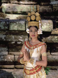 Portrait of a Traditional Cambodian Apsara Dancer, Cambodia Photographic Print by Gavin Hellier