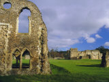South Gabled End of the Lay Brothers Refectory and Remains of the Church Beyond, Surrey, England Fotografisk trykk av Pearl Bucknell