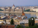 Houses and Church in Buda and the Parliament Building in Pest in Budapest Photographic Print by Gavin Hellier