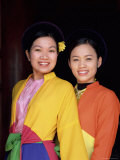 Two Smiling Vietnamese Women in Traditional Dress, North Vietnam, Vietnam Photographic Print by Gavin Hellier