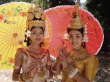 Two Traditional Cambodian Apsara Dancers, Siem Reap Province, Cambodia Photographic Print by Gavin Hellier