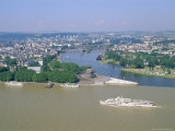Aerial View Over the Junction Between the Rhine River and the Mosel River at Koblenz, Palatinate Photographie par Hans Peter Merten