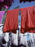 Red Dyed Cloth and Silk Drying, Marrakech, Morocco, North Africa, Africa Photographic Print by Matthew Davison