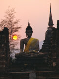 Seated Buddha Statue, Wat Mahathat, Sukhothai, Thailand Photographic Print by Rob Mcleod