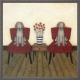 Two Dogs Framed Canvas Print by Helga Sermat