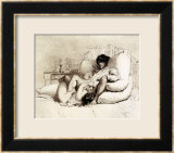 Woman Masturbating a Man on a Bed, Plate 18 from 'Liebe', Published 1901 in Leipzig Stampa giclee con cornice di Mihaly von Zichy Woman Masturbating a Man on a Bed, Plate 18 from 'Liebe', Published 1901 in Leipzig Stampa giclee con cornice di Mihaly von Zichy