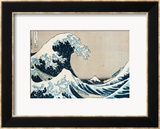 La grande vague de Kanagawa, de la séries « 36 vues du Mt. Fuji » (Fugaku sanjuokkei) Estampe encadrée par Katsushika Hokusai