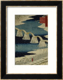 The Brocade Bridge in Snow Stampa giclee con cornice di Hiroshige II