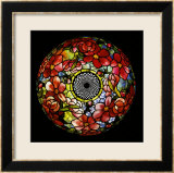 Overhead View of a "Peony" Leaded Glass and Bronze Table Lamp Framed Giclee Print by Tiffany Studios 