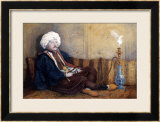 Portrait Of Sir Thomas Phillips In Eastern Costume, Reclining With A Hookah Stampa giclee con cornice di Richard Dadd Portrait Of Sir Thomas Phillips In Eastern Costume, Reclining With A Hookah Stampa giclee con cornice di Richard Dadd