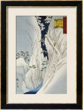 Kiso Gorge in New Snow Stampa giclee con cornice di Hiroshige II
