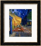 Terrasse de café la nuit sur la place du Forum Estampe encadrée par Vincent van Gogh