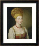 Peasant Woman in Russian Costume, 1784 Estampe encadrée par Ivan Petrovich Argunov