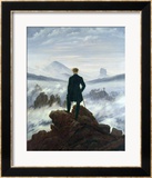 Le Voyageur contemplant une mer de nuages, vers 1818 Estampe encadrée par Caspar David Friedrich