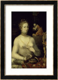 Lady at Her Dressing Table Stampa giclee con cornice di Masters of the Fontainebleau Lady at Her Dressing Table Stampa giclee con cornice di Masters of the Fontainebleau