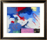 Abstract, Red, Blue Estampe encadrée par Patricia Brown