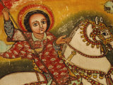 Mural Painting in the Church of Narga Selassie,Dek Island on Lake Tana, Ethiopia, Africa Fotografisk tryk af J P De Manne