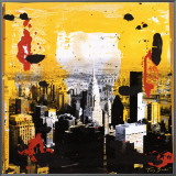 Yellow City Framed Canvas Print by Tony Soulie
