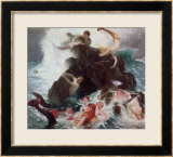Mermaids at Play, 1886 Estampe encadrée par Arnold Bocklin