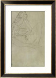 Sitting Half-Nude with Closed Eyes Estampe encadrée par Gustav Klimt