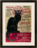 Poster Advertising an Exhibition of the Collection Du Chat Noir Cabaret at the Hotel Drouot, Paris Estampe encadrée par Théophile Alexandre Steinlen