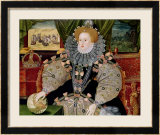 Elizabeth I, Portrait avec l'Armada, c. 1588 Estampe encadrée par George Gower
