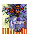 Flowers on a Striped Tablecloth Giclee Print by Patty Baker