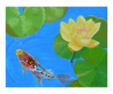 Water Lilies & Lone Koi Fish Giclee Print by Thi Nguyen