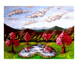 Poker Suit Cherry Blossoms Giclee Print by Teo Alfonso