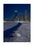 Chicago Skyline At North Ave Beach, Winter Photographie par Steve Gadomski