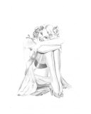 1930s Deco Style Pin Up Drawing of Erotic Girl Giclee Print by Dave Alford
