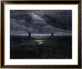 Sea Shore in Moonlight, 1835-36 Estampe encadrée par Caspar David Friedrich