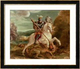 St. George Slaying the Dragon Estampe encadrée par Hans von Aachen