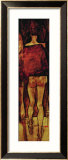 Female Nude, Rear View with Shawl, Fragment Estampe encadrée par Egon Schiele