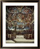 Sistine Chapel with the Retable of the Last Judgement (Fall of the Damned) Estampe encadrée par Michelangelo Buonarroti 