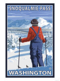Skier Admiring, Snoqualmie Pass, Washington Prints